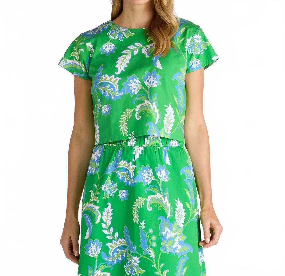 NEW JUDE CONNALLY ellen stretch poplin top in feathered floral grass